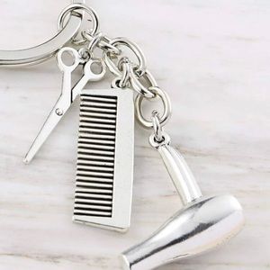 Silver hairstylist charm keychain